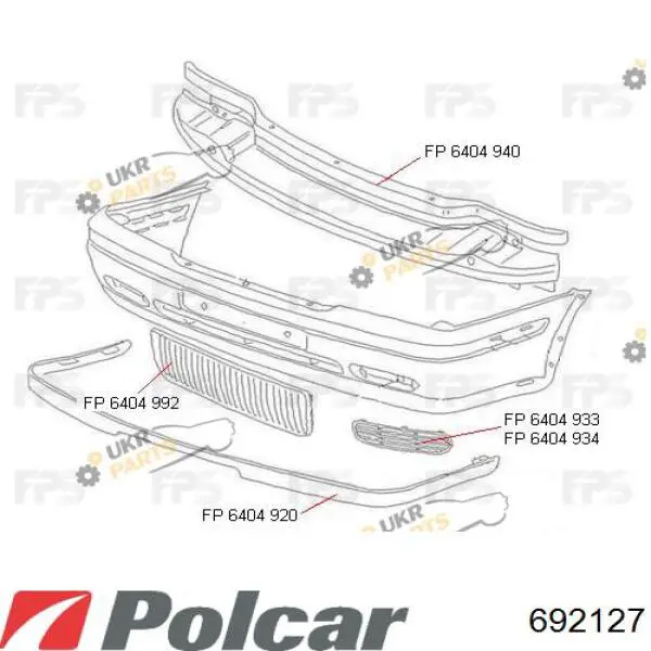 Решітка переднього бампера, центральна 692127 Polcar