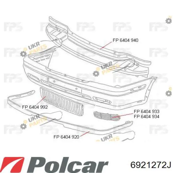 Купити 6921272J Polcar Решітка переднього бампера, права