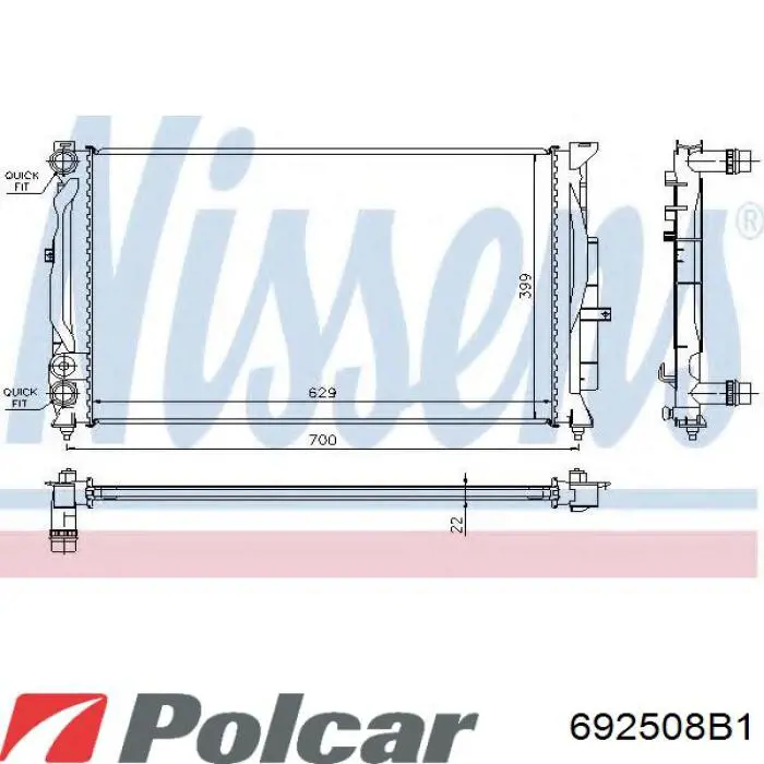 692508B1 Polcar Радіатор охолодження двигуна