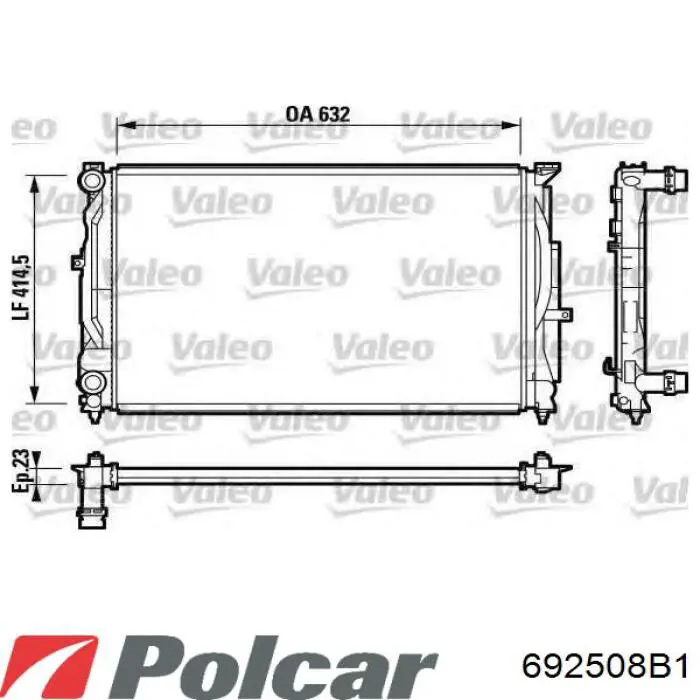 Радіатор основний Polcar 692508B1 ціна, від 45.38 USD