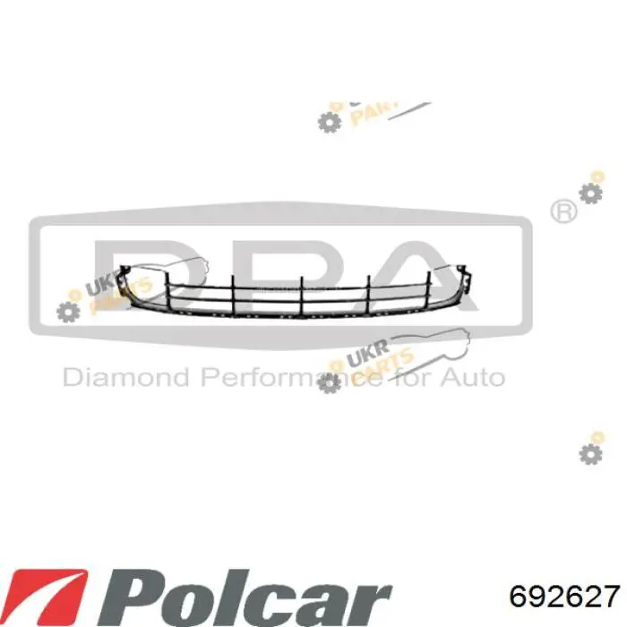 Решітка переднього бампера, центральна Polcar 692627 ціна, від 42.29 USD
