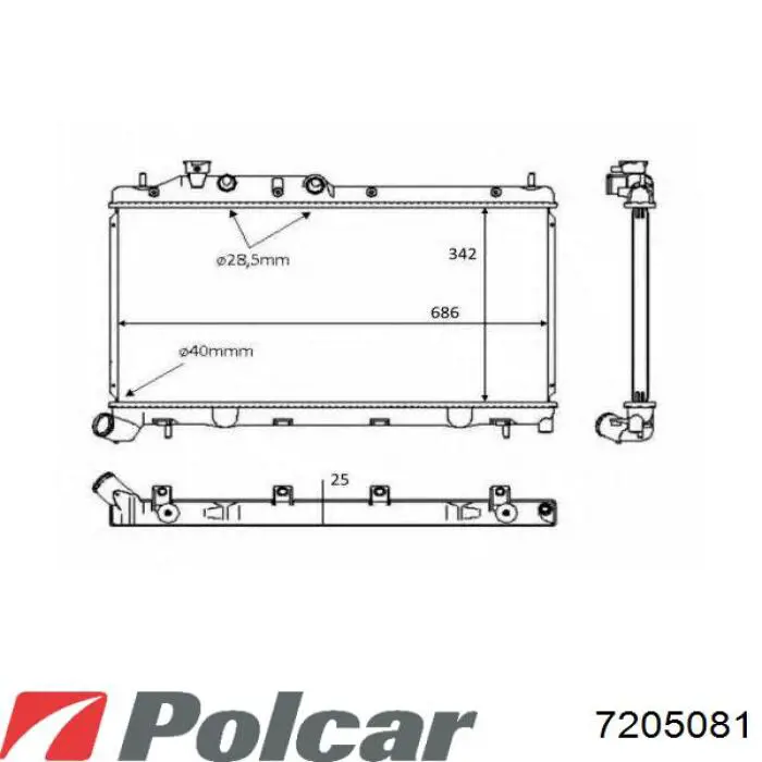 Купити 7205081 Polcar Радіатор двигуна