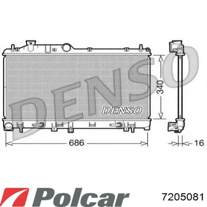 Радіатор основний Polcar 7205081 ціна, від 65.52 USD