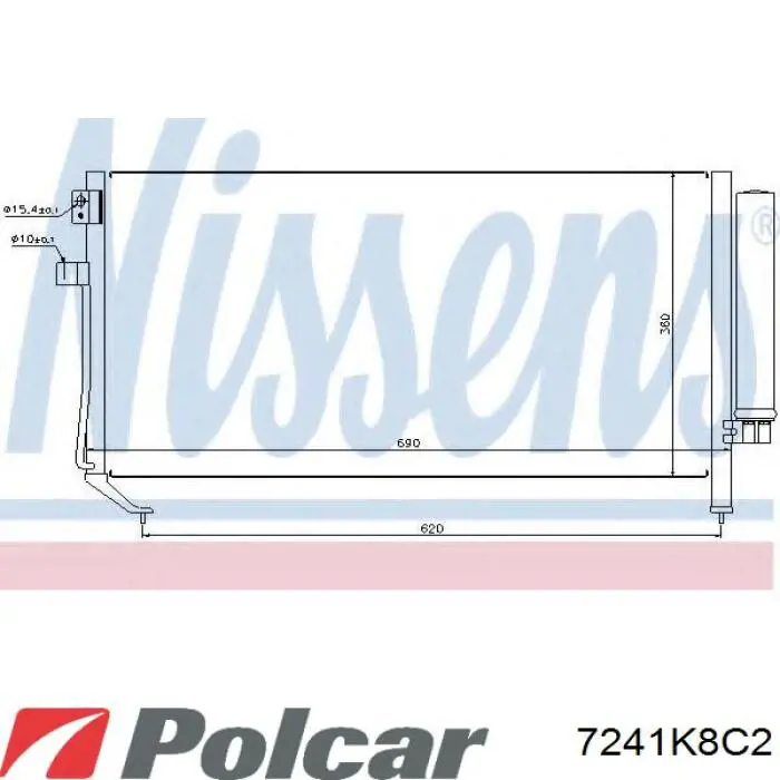 Радіатор кондиціонера 7241K8C2 Polcar