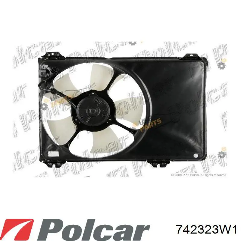 Купити 742323W1 Polcar Дифузор радіатора охолодження, в зборі з двигуном і крильчаткою