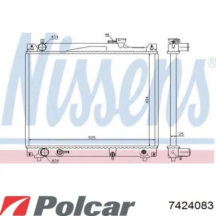 Радіатор основний Polcar 7424083 ціна, від 69.14 USD
