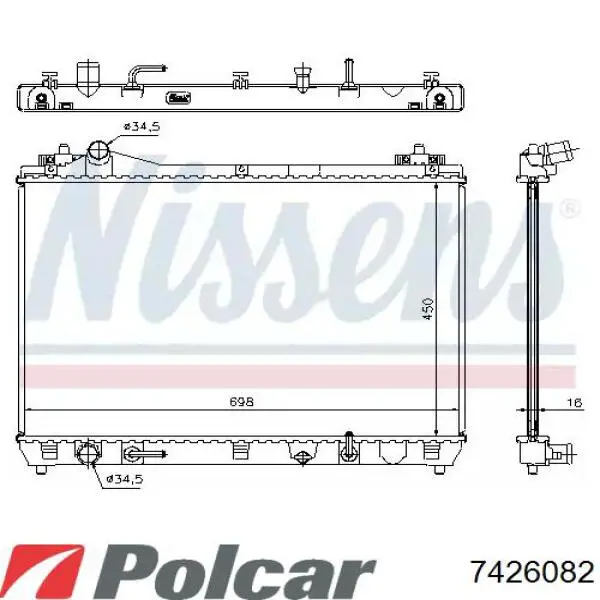 Радіатор основний Polcar 7426082 ціна, від 78.66 USD