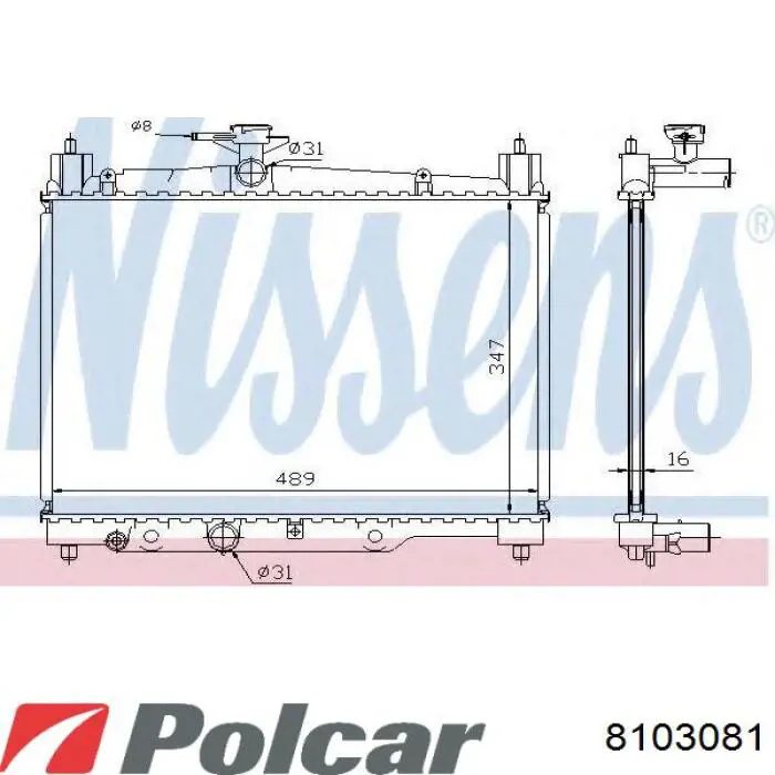 8103081 Polcar радіатор охолодження двигуна