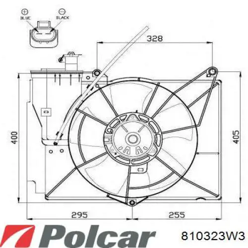 810323W3 Polcar Дифузор радіатора охолодження, в зборі з мотором і крильчаткою