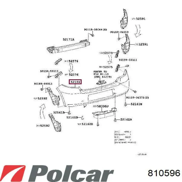 Кожух бампера заднього Polcar 810596 ціна, від 39.69 USD