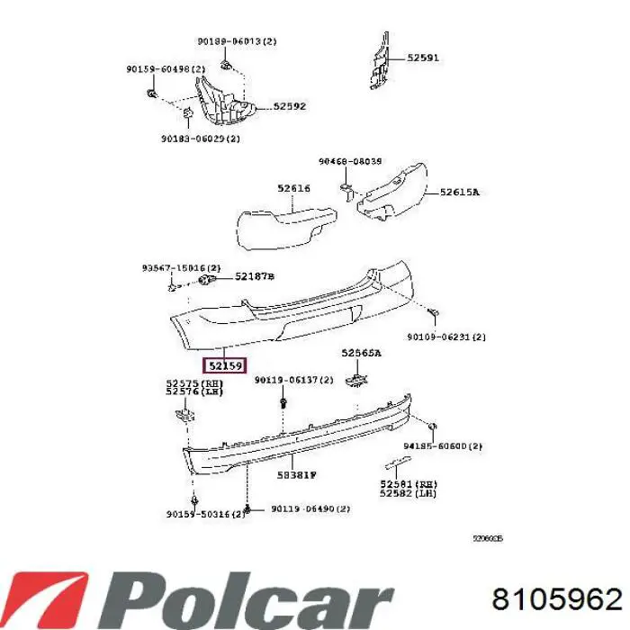 810596 Polcar Буфер (бампер) задній