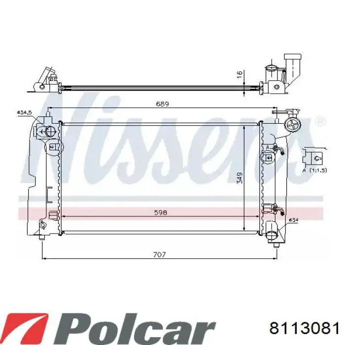 Радіатор основний Polcar 8113081 ціна, від 58.46 USD