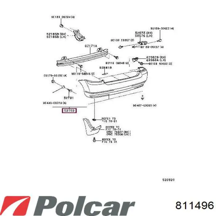 Кожух бампера заднього Polcar 811496 ціна, від 44.72 USD
