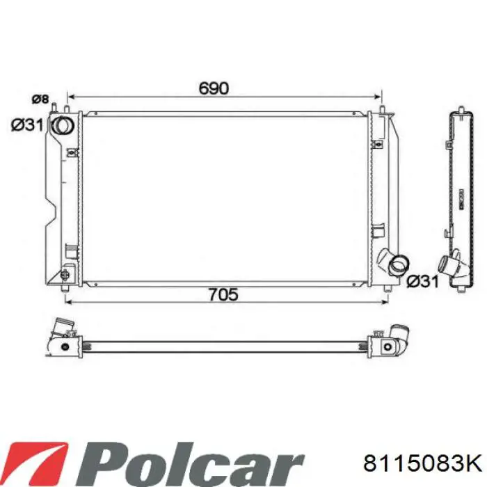 Купити 8115083K Polcar Радіатор двигуна