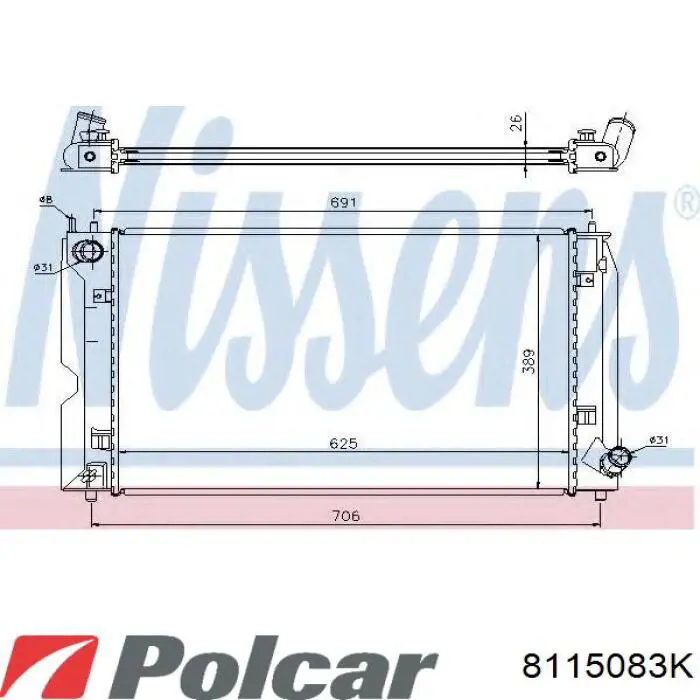 Радіатор основний Polcar 8115083 ціна, від 83.89 USD