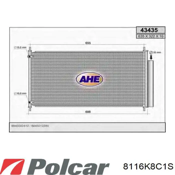 Радіатор кондиціонера 8116K8C1S Polcar