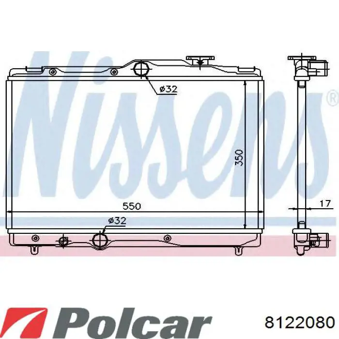 Радіатор охолодження двигуна 8122080 Polcar