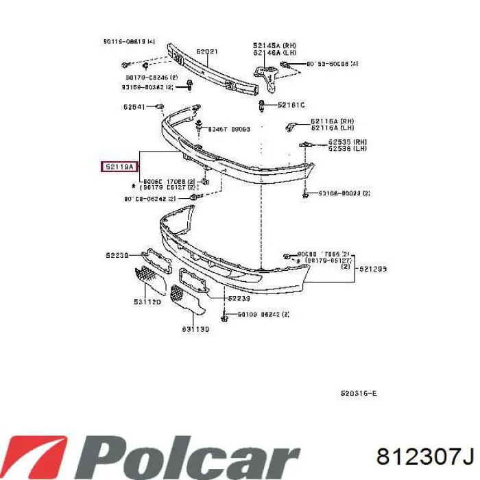 Купити 812307J Polcar Буфер (бампер) передній