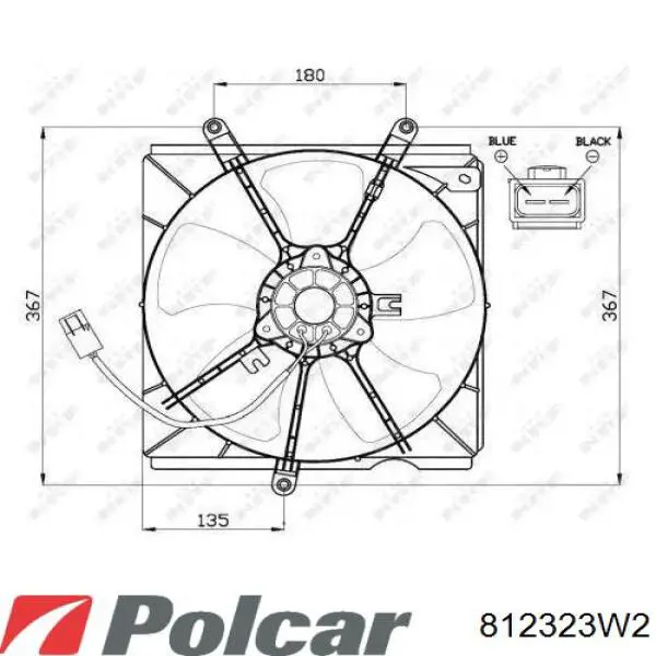 Дифузор радіатора охолодження, в зборі з двигуном і крильчаткою Polcar 812323W2 ціна, від 76.39 USD
