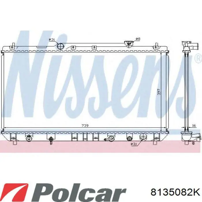 Радіатор охолодження двигуна 8135082K Polcar