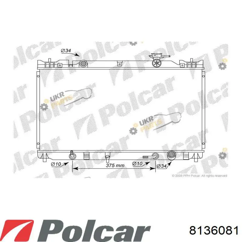 Радіатор охолодження двигуна 8136081 Polcar