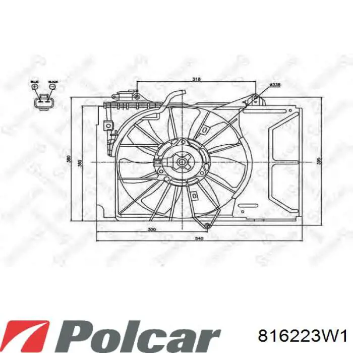 Дифузор радіатора охолодження, в зборі з двигуном і крильчаткою Polcar 816223W1 ціна, від 105.04 USD