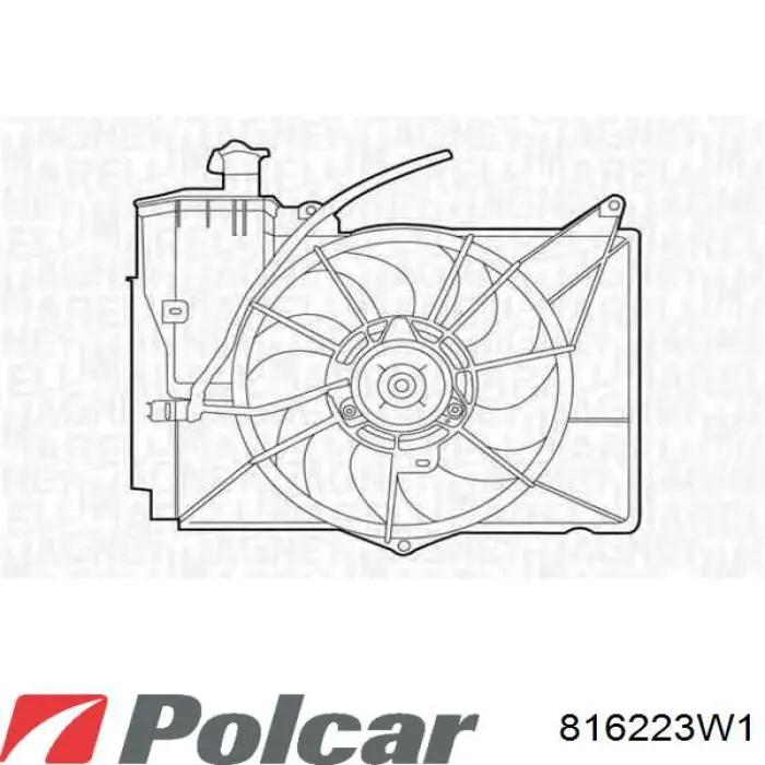 Купити 816223W1 Polcar Дифузор радіатора охолодження, в зборі з двигуном і крильчаткою