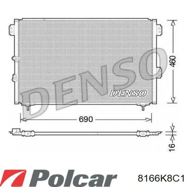 Радіатор кондиціонера 8166K8C1 Polcar