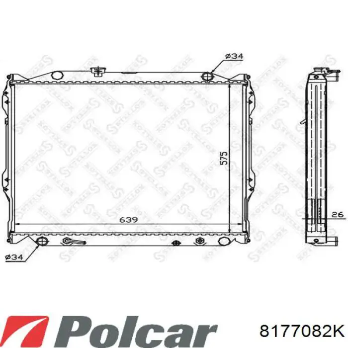 Радіатор основний Polcar 8177082K ціна, від 118.63 USD