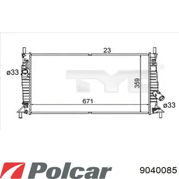 Радіатор основний Polcar 9040085 ціна, від 61.68 USD