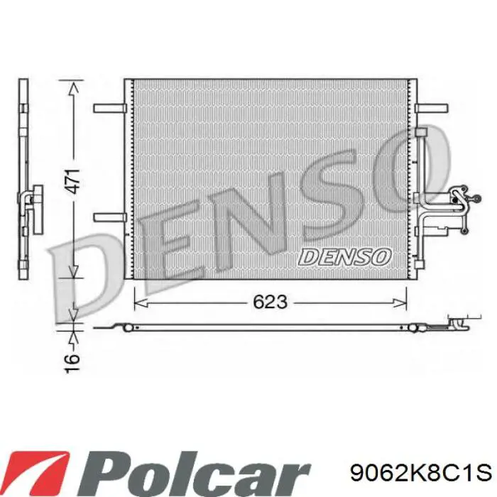 Радіатор кондиціонера 9062K8C1S Polcar