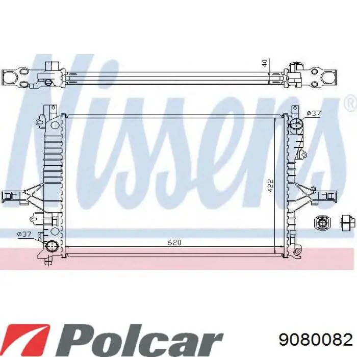 Радіатор охолодження двигуна 9080082 Polcar