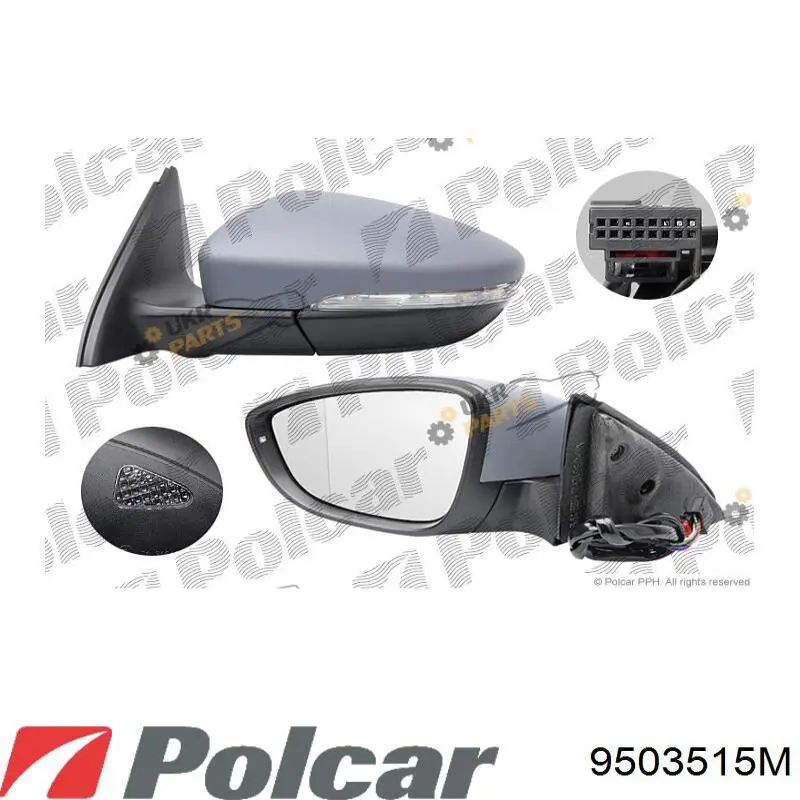 Ліве бічне дзеркало Polcar 9503515M ціна, від 87.15 USD