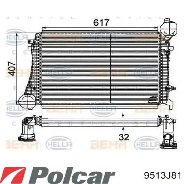 Система охолодження наддувочного повітря Polcar 9513J81 ціна, від 78.71 USD