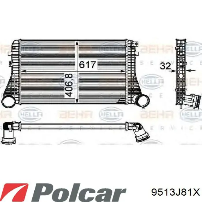 9513J81X Polcar Охолоджувач наддувочного повітря