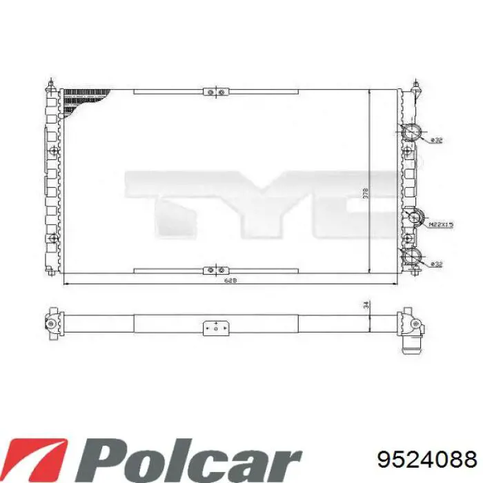 Радіатор основний Polcar 9524088 ціна, від 39.79 USD