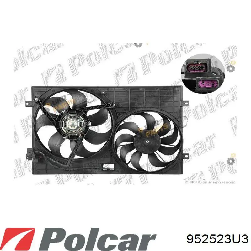 952523U3 Polcar електровентилятор охолодження в зборі (двигун + крильчатка)