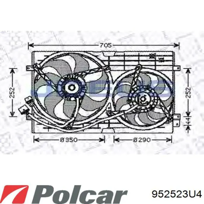 Купити 952523U4 Polcar Електровентилятор охолодження в зборі (двигун + крильчатка)