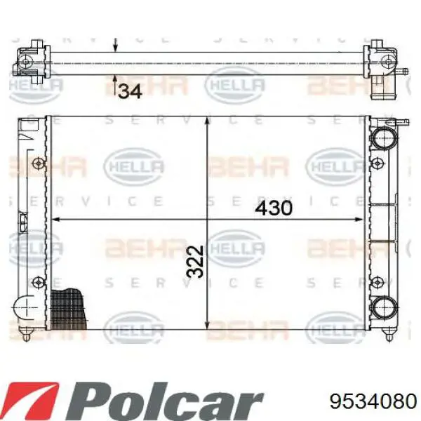 9534080 Polcar Радіатор охолодження двигуна