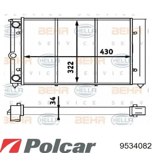 Радіатор основний Polcar 9534082 ціна, від 36.52 USD