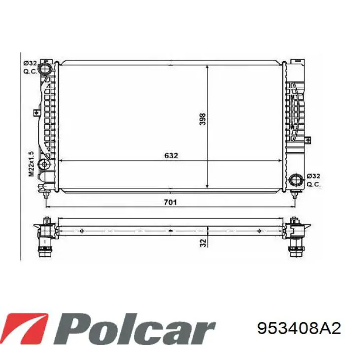 Радіатор 953408A2 Polcar