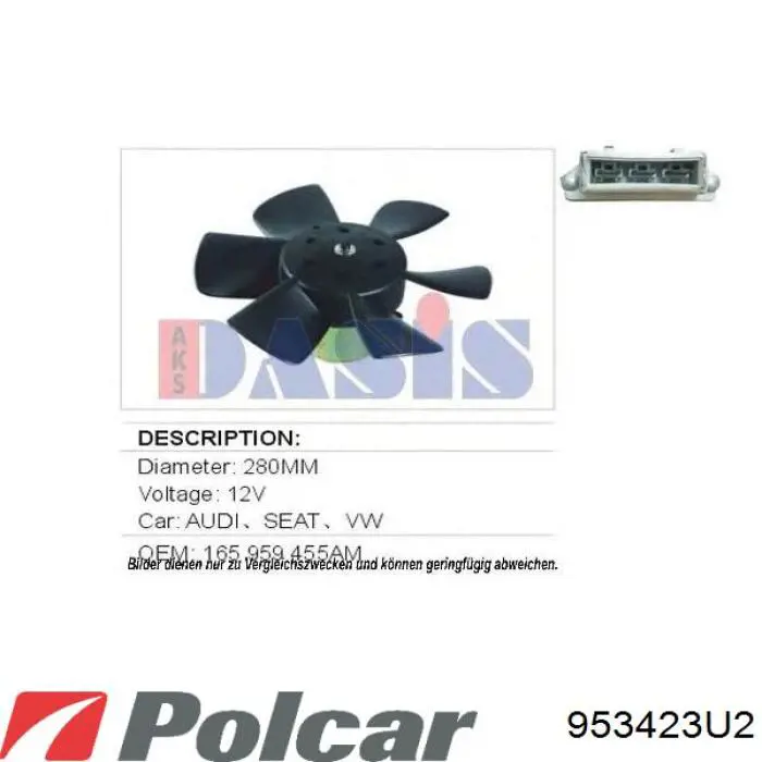 953423U2 Polcar Електровентилятор радіатора