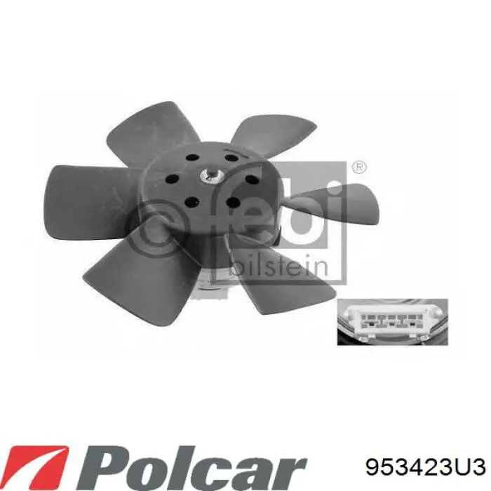 953423U3 Polcar електровентилятор охолодження в зборі (двигун + крильчатка, правий)