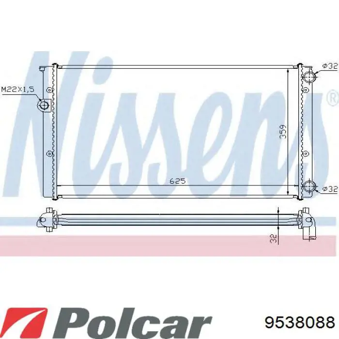 Радіатор охолодження двигуна 9538088 Polcar