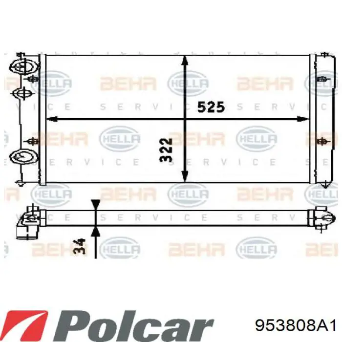 Купити 953808A1 Polcar Радіатор двигуна