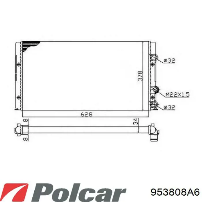 Радіатор основний Polcar 953808A6 ціна, від 27.69 USD