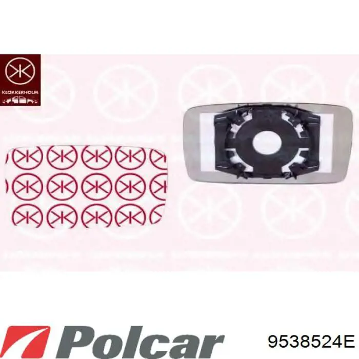 Купити 9538511E Polcar Дзеркальний елемент водійського дзеркала