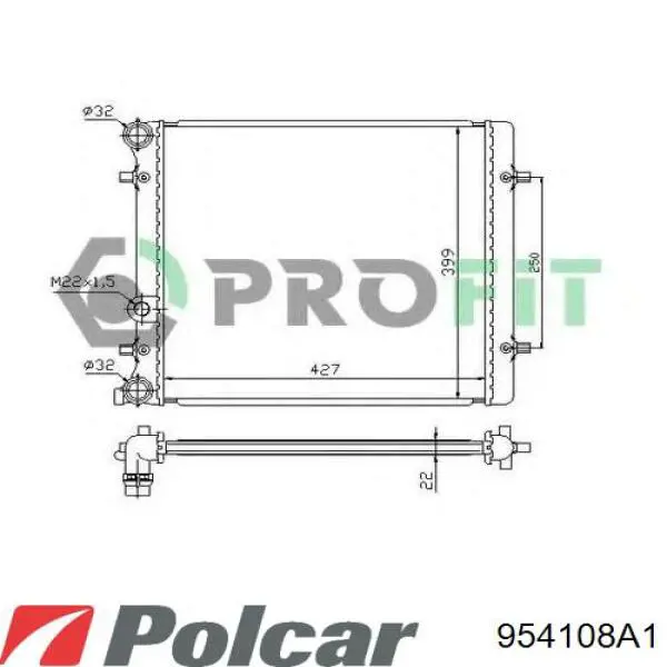 954108A1 Polcar радіатор охолодження двигуна