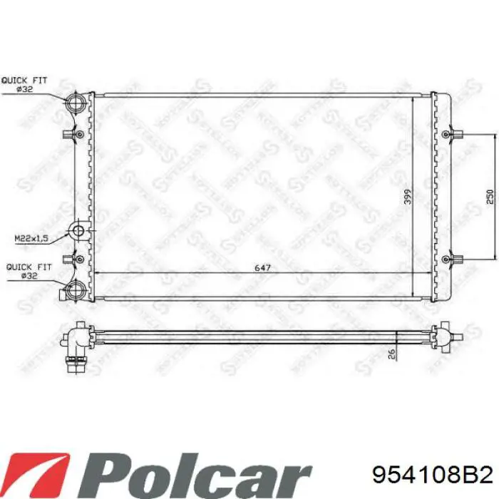954108B2 Polcar радіатор охолодження двигуна