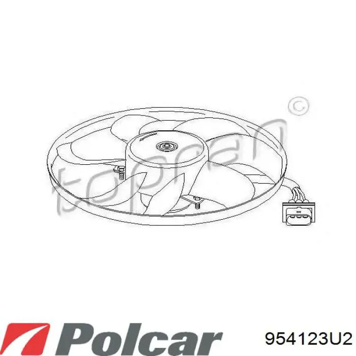 954123U2 Polcar електровентилятор охолодження в зборі (двигун + крильчатка)